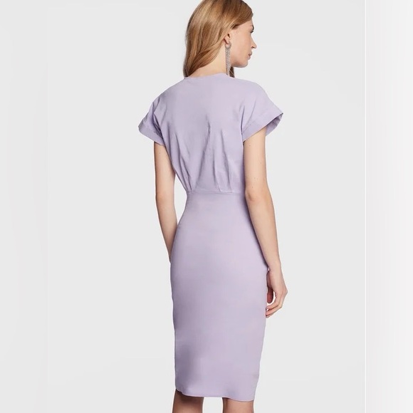 Pinko Lavender Purple Short Sleeve Asymmetric Button Front Dress | M - Picture 2 of 11